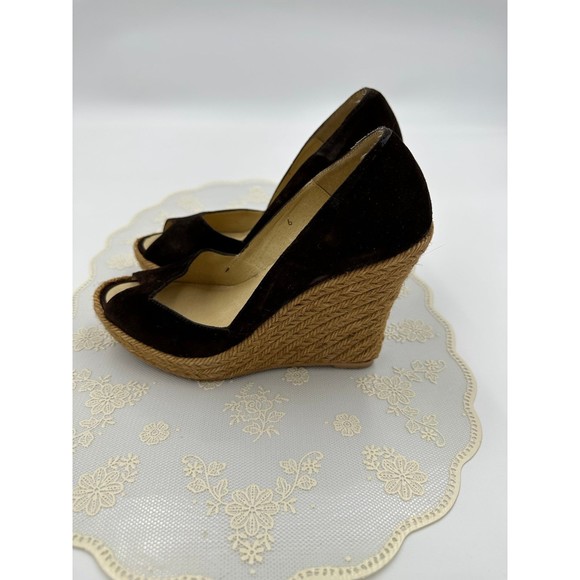 Women's Andre' Assous Featherweights wedge Brown Leather Suede peekaboo Shoe S 6 - Picture 2 of 5